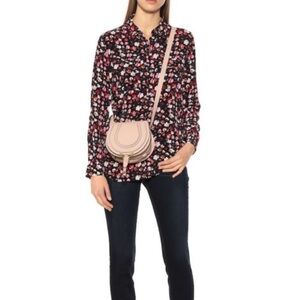 Equipment | painterly floral silk button down top